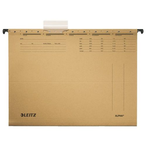 Függőmappa, karton, A4, LEITZ "Alpha Standard", natúr