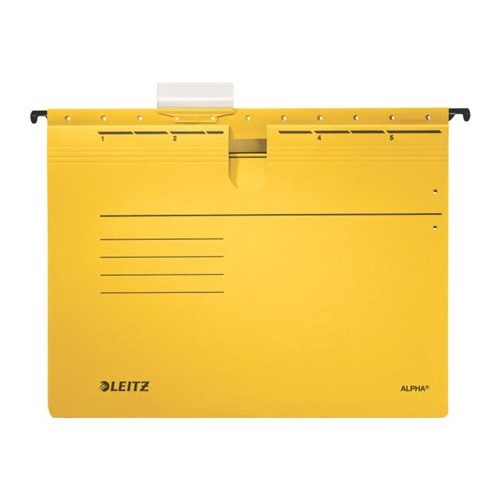 Függőmappa, gyorsfűzős, karton, A4, LEITZ "Alpha", sárga