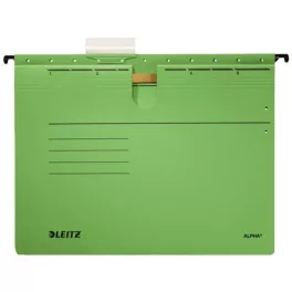   Függőmappa, gyorsfűzős, karton, A4, LEITZ "Alpha", zöld
