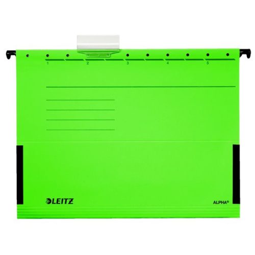 Függőmappa, oldalvédelemmel, karton, A4, LEITZ "Alpha", zöld