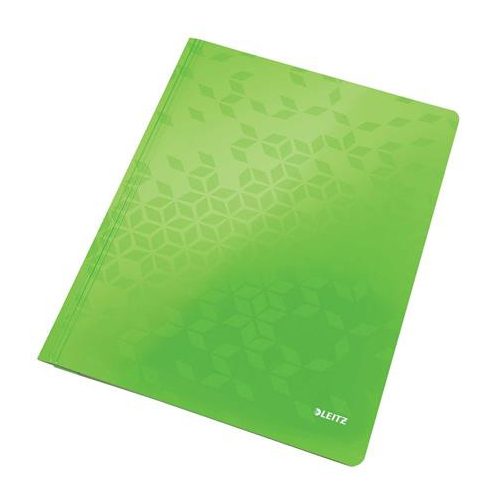 Gyorsfűző, laminált karton, A4, LEITZ "Wow", zöld