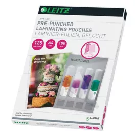  Meleglamináló fólia, 125 mikron, A4, fényes, lefűzhető, LEITZ "Standard"