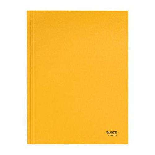 Pólyás dosszié, karton, A4, LEITZ "Recycle", sárga