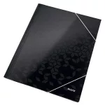 Gumis mappa, 15 mm, karton, A4, LEITZ "Wow", fekete