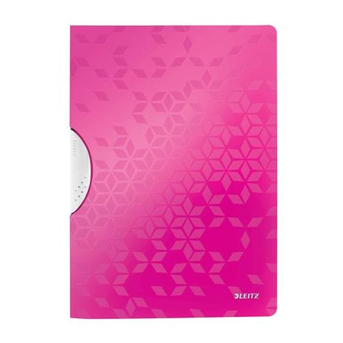 Gyorsfűző, klipes, PP, A4, LEITZ "Wow ColorClip" rózsaszín