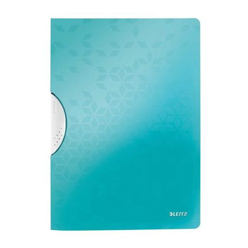 Gyorsfűző, klipes, PP, A4, LEITZ "Wow ColorClip" jégkék