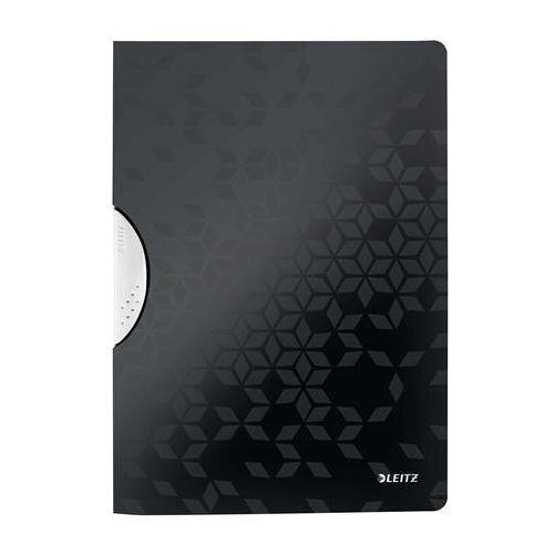 Gyorsfűző, klipes, PP, A4, LEITZ "Wow ColorClip", fekete