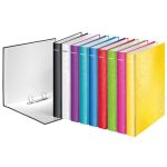 Gyűrűs könyv, 2 gyűrű, D alakú, 40 mm, A4 Maxi, karton, LEITZ "Wow", piros