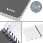 Spirálfüzet, A5, kockás, 90 lap, laminált karton borító, LEITZ "Office", szürke-piros