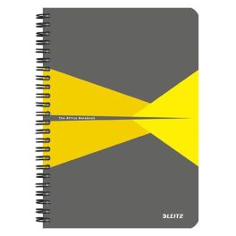   Spirálfüzet, A5, vonalas, 90 lap, laminált karton borító, LEITZ "Office", szürke-sárga