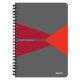 Spirálfüzet, A5, vonalas, 90 lap, laminált karton borító, LEITZ "Office", szürke-piros