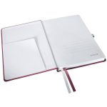 Jegyzetfüzet, A5, vonalas, 80 lap, keményfedeles, LEITZ "Style", gránátvörös