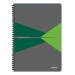 Spirálfüzet, A4, vonalas, 90 lap, PP borító, LEITZ "Office", szürke-zöld