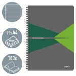 Spirálfüzet, A4, vonalas, 90 lap, PP borító, LEITZ "Office", szürke-zöld