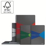 Spirálfüzet, A4, vonalas, 90 lap, PP borító, LEITZ "Office", szürke-zöld