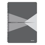 Spirálfüzet, A4, vonalas, 90 lap, PP borító, LEITZ "Office", szürke