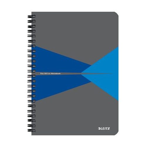 Spirálfüzet, A5, vonalas, 90 lap, PP borító, LEITZ "Office", szürke-kék