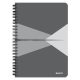 Spirálfüzet, A5, vonalas, 90 lap, PP borító, LEITZ "Office", szürke