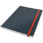 Spirálfüzet, B5, vonalas, 80 lap, LEITZ, "Cosy Soft Touch", bársonyszürke