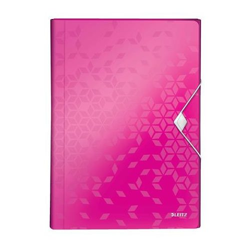 Harmonikamappa, A4, PP, 6 rekeszes, LEITZ "Wow", rózsaszín
