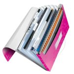 Harmonikamappa, A4, PP, 6 rekeszes, LEITZ "Wow", rózsaszín