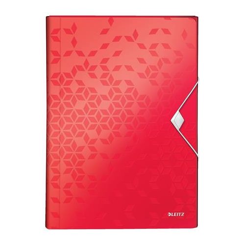 Harmonikamappa, A4, PP, 6 rekeszes, LEITZ "Wow", piros