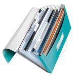 Harmonikamappa, A4, PP, 6 rekeszes, LEITZ "Wow", jégkék