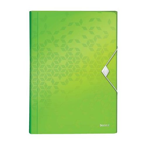 Harmonikamappa, A4, PP, 6 rekeszes, LEITZ "Wow", zöld