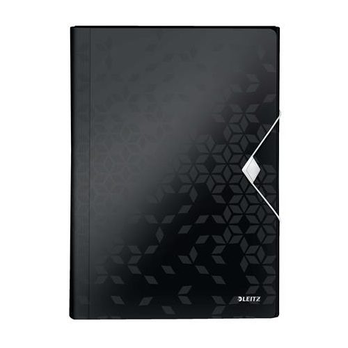 Harmonikamappa, A4, PP, 6 rekeszes, LEITZ "Wow", fekete