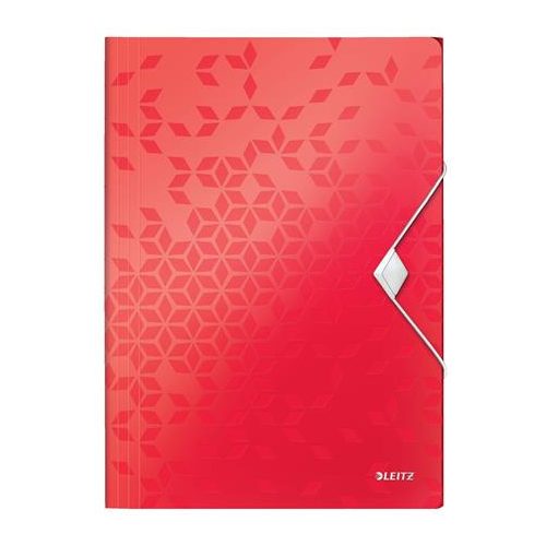Gumis mappa, PP, A4, LEITZ "Wow", piros
