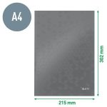 Beíró, A4, vonalas, 80 lap, keményfedeles, LEITZ "Wow", jégkék