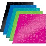 Beíró, A4, kockás, 80 lap, keményfedeles, LEITZ "Wow", zöld