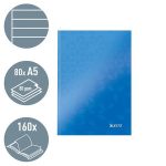 Beíró, A5, vonalas, 80 lap, keményfedeles, LEITZ "Wow", kék
