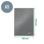 Beíró, A5, kockás, 80 lap, keményfedeles, LEITZ "Wow", rózsaszín