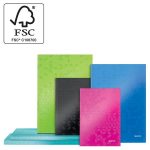 Beíró, A5, kockás, 80 lap, keményfedeles, LEITZ "Wow", rózsaszín