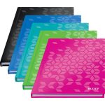 Beíró, A5, kockás, 80 lap, keményfedeles, LEITZ "Wow", rózsaszín