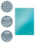 Beíró, A5, kockás, 80 lap, keményfedeles, LEITZ "Wow", jégkék