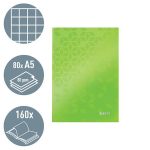 Beíró, A5, kockás, 80 lap, keményfedeles, LEITZ "Wow", zöld