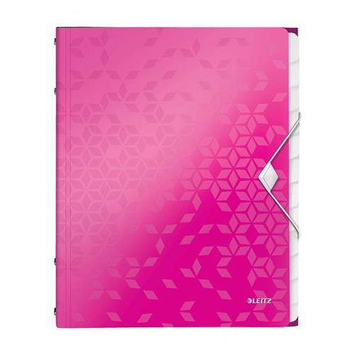 Előrendező, A4, 12 részes, műanyag, LEITZ "Wow", rózsaszín