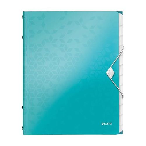 Előrendező, A4, 12 részes, műanyag, LEITZ "Wow", jégkék