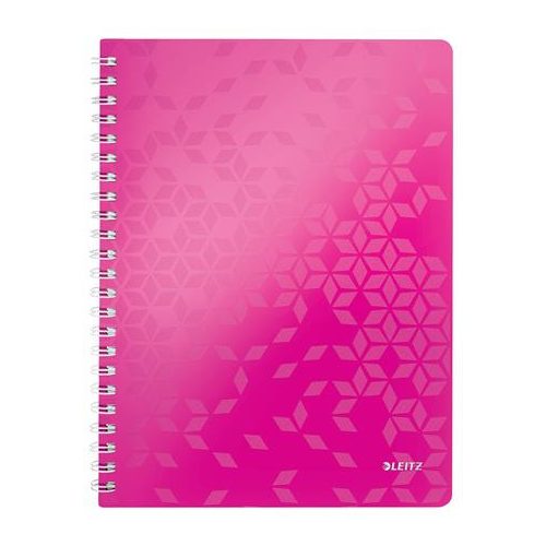 Spirálfüzet, A4, vonalas, 80 lap, LEITZ "Wow", rózsaszín