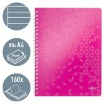 Spirálfüzet, A4, vonalas, 80 lap, LEITZ "Wow", rózsaszín