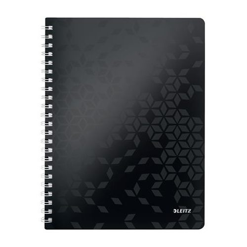 Spirálfüzet, A4, vonalas, 80 lap, LEITZ "Wow", fekete