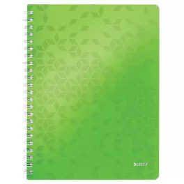   Spirálfüzet, A4, kockás, 80 lap, LEITZ "Wow", zöld