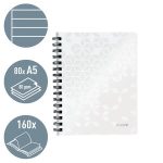 Spirálfüzet, A5, vonalas, 80 lap, LEITZ "Wow", fehér