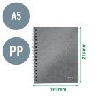 Spirálfüzet, A5, vonalas, 80 lap, LEITZ "Wow", fehér