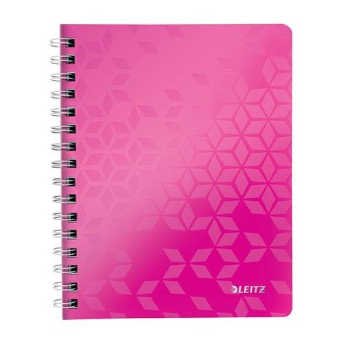 Spirálfüzet, A5, vonalas, 80 lap, LEITZ "Wow", rózsaszín