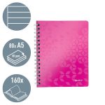 Spirálfüzet, A5, vonalas, 80 lap, LEITZ "Wow", rózsaszín