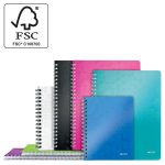 Spirálfüzet, A5, vonalas, 80 lap, LEITZ "Wow", rózsaszín