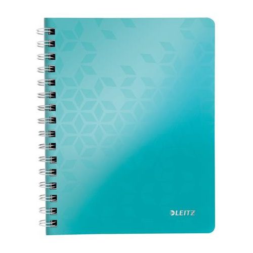 Spirálfüzet, A5, vonalas, 80 lap, LEITZ "Wow", jégkék
